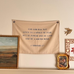 2 Timothy 1:7 Canvas Banner | Scripture Wall Decor Christian Home Gift | Bible Verse Decor for Dorm, Office, Prayer Space