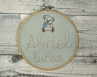 Custom Embroidered Baby Name Announcement | Birth Announcement | Baby Shower Gift | Newborn Photo Prop | Hospital Announcement Sign