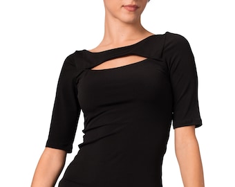 Bodycon Front Cutout Tango Tanz Top mit Ellenbogenärmeln