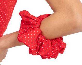 Red polka dot printed scrunchie, Pin up aesthetic scrunchie, Argentine Tango dance scrunchie, Oversized ponytail hair accessory
