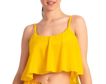 yellow ruffle crop top