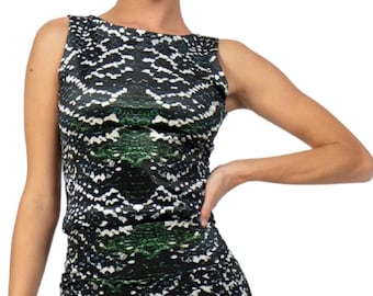 Top corto de baile de tango de terciopelo con estampado de serpiente sin mangas