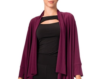 Lockere Jerseyjacke, Argentine Tango Crop Jacke, Elegante Weitärmel-Strickjacke, Lange asymmetrische Strickjacke, Bequemer elastischer Blazer