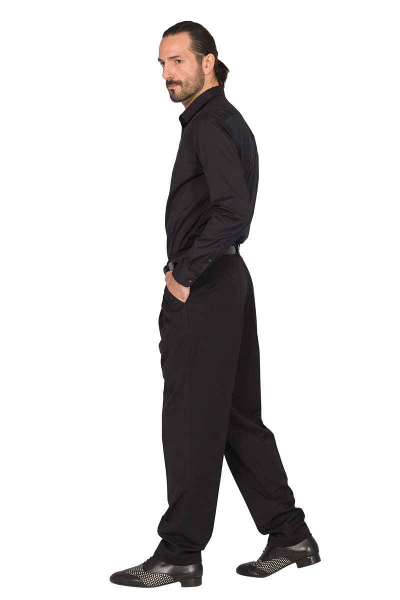 Black Classic Men's Pants, Men's Argentine Tango Pants, Three