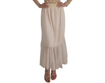 Maxi prairie tulle skirt, Beige sheer tulle pleated skirt, Argentine Tango skirt, Ballroom performance skirt, After wedding dance skirt