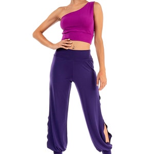 Women's Tango pants, Side slit pants, Ladies Ballroom dance pants, Latin dance pants, Babucha practice pants, Comfortable ankle cuff pants image 3