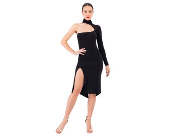 one shoulder mock neck dress Armoire
