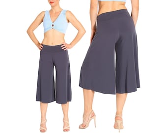 Pantalon de danse tango argentin, jupe-culotte large courte, capri ample, pantalon d'entraînement de rumba, jupe-culotte aérée en jersey, pantalon milonga