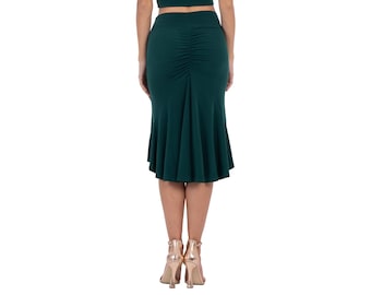 Bodycon mermaid tail Tango dance skirt with ruched back