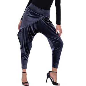 Velvet Tango dance pants, Women&#39;s casual harem pants, Salsa dance pants, Latin practice pants, Comfortable elastic wrap waist pants