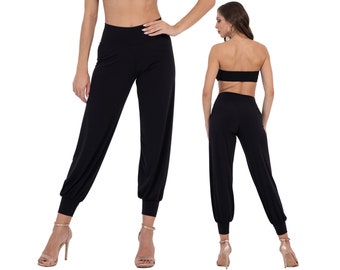 Babucha practice pants, Argentine Tango pants, Comfortable elastic loose pants, Stretched waist everyday pants, Casual ankle cuff pants