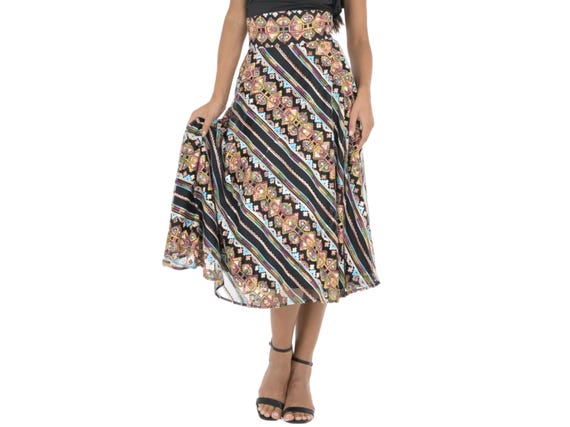 Argentine Tango Skirt, Ballroom Dance Skirt, Colorful Ethnic 