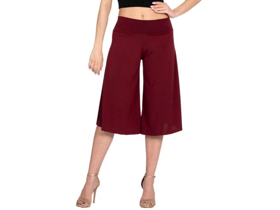 Loose Jersey Cropped Culottes Women s Loungewear Cropped Pants Yoga Practice Capri Pants Tango Dance Pants Salsa Wide Leg Capri Pants Etsy UK