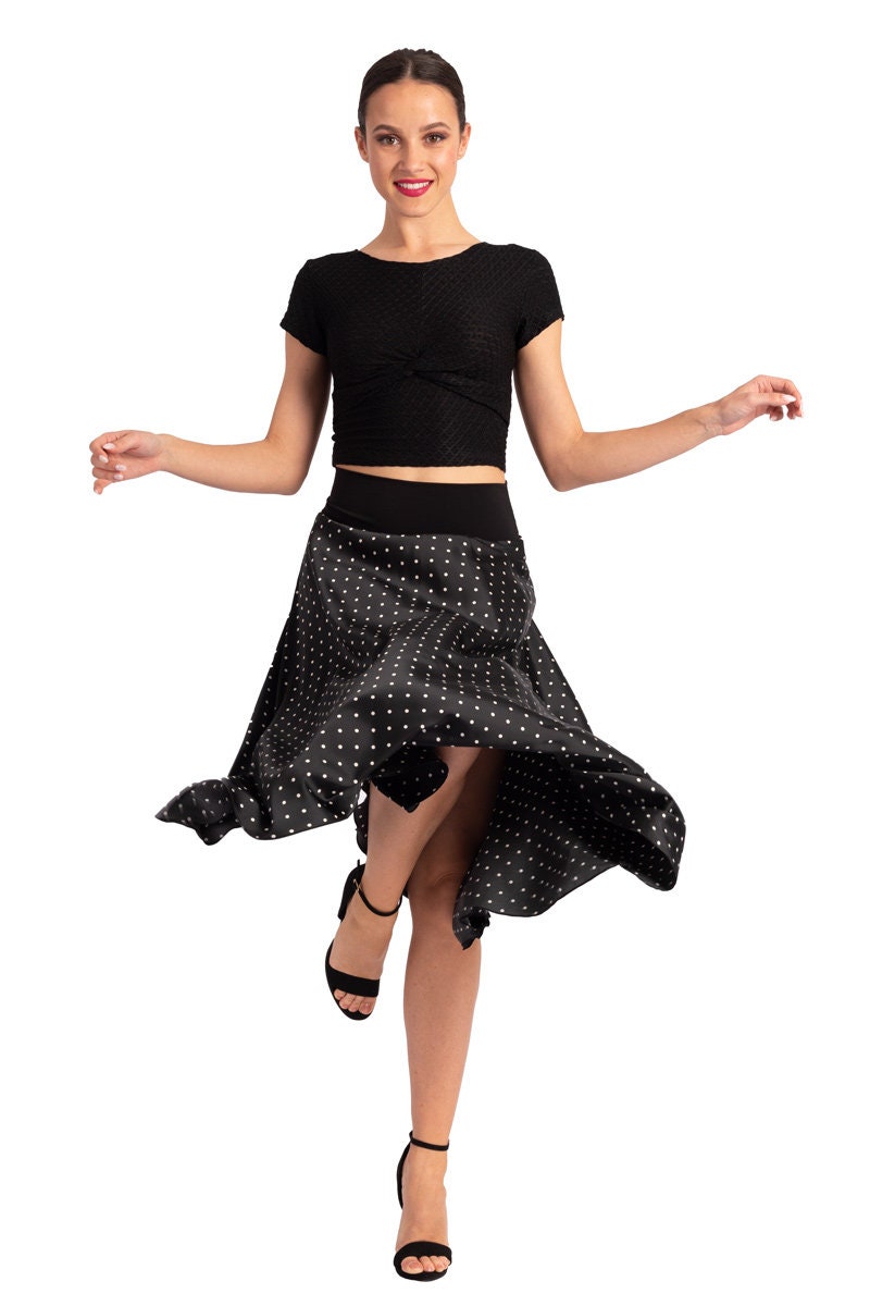 アルゼンチンタンゴダンスクロップトップ、テクスチャードオフホワイト