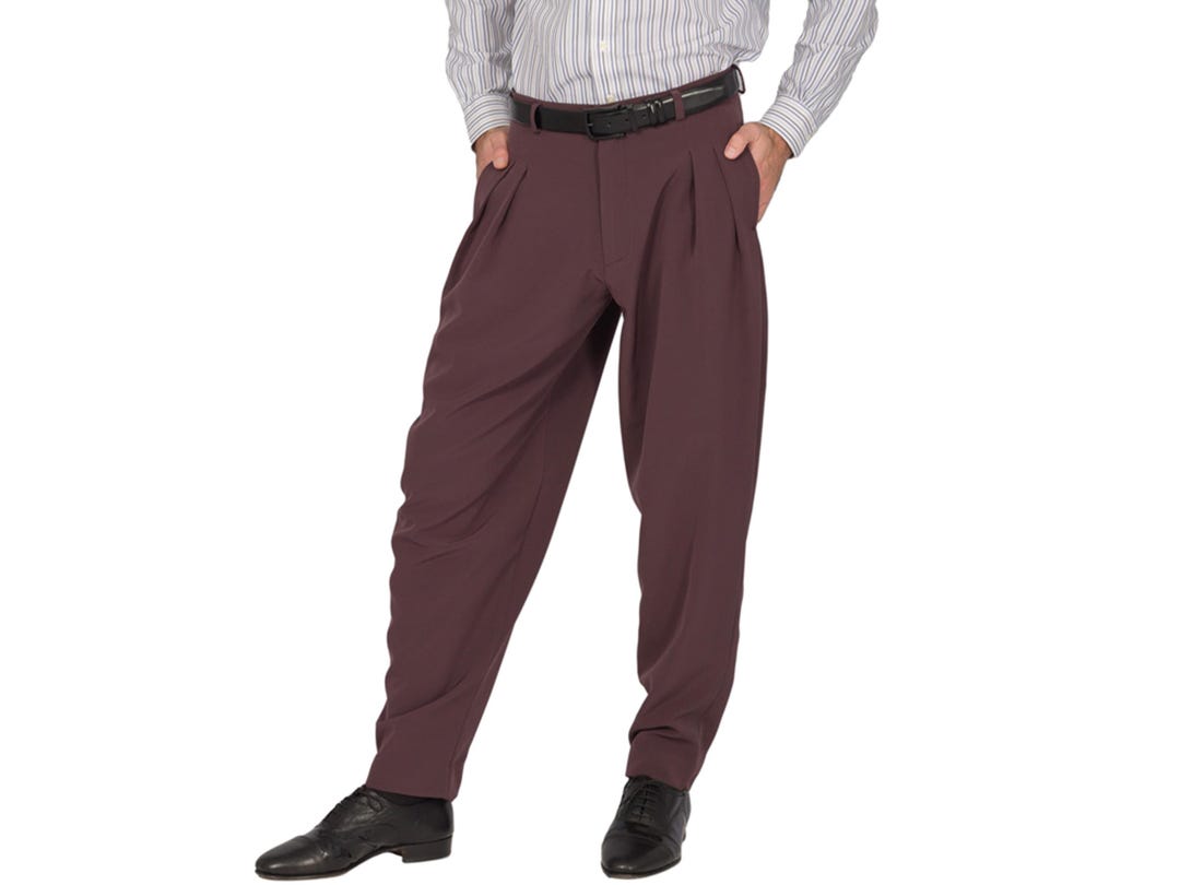 Pantaloni Uomo Con Nappe Per Ballo Latino | Svasati A Zampa D'Elefante | Tango, Salsa, Samba | Vita Alta Moderna - 7