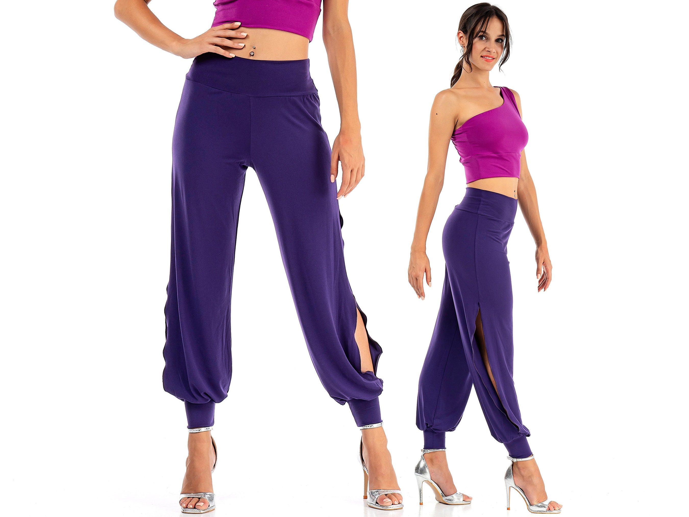 Buy Women's Tango Pants, Side Slit Pants, Ladies Ballroom Dance Pants,  Latin Dance Pants, Babucha Practice Pants, Comfortable Ankle Cuff Pants  Online in India 