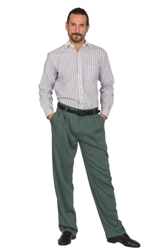 Men's Tango Pants, Men's Sage Green Casual Pants, Men's Salsa