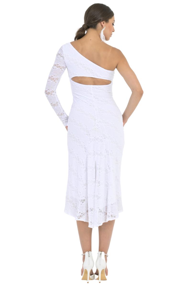 white one shoulder asymmetric lace up bodycon dress Women's White Twist Shoulder Bodycon Dress