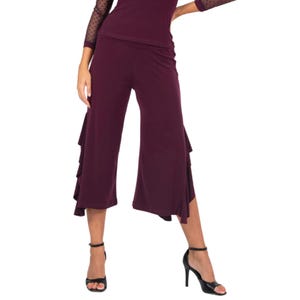 Tango dance capri pants with side ruffles