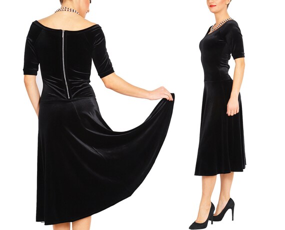 velvet mid length dress