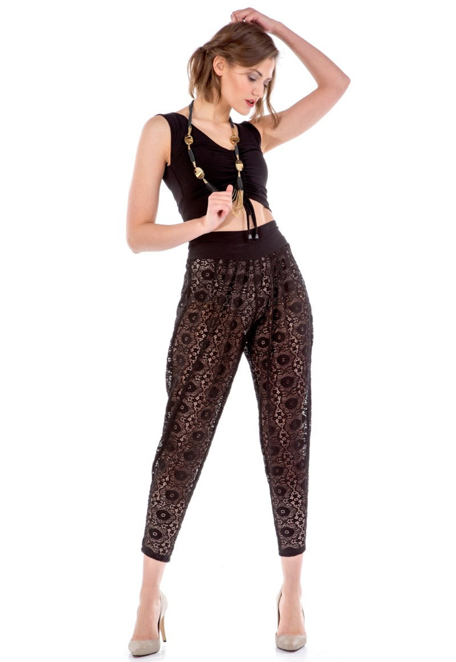 Sheer Lounge Pants Lace Pants See Through Pants Loungewear Etsy