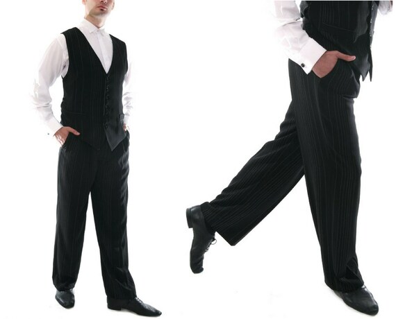black pants white stripe men