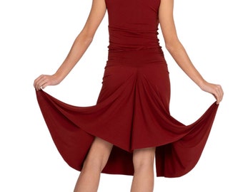 Tango dance skirt, Salsa dance skirt, Latin practice skirt, High slit flowy skirt, Social dancing skirt, Ballroom waltz skirt