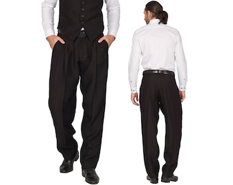 Argentine Tango trousers, Men's black linen pants, Comfortable wide leg pants, Men's Ballroom trousers, Men's Salsa dance pants