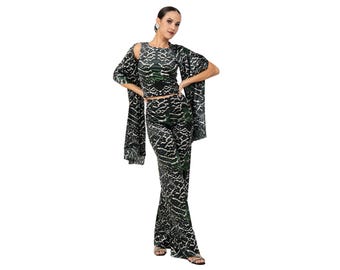 Snake print velvet shawl