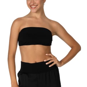 Stretch jersey bandeau bra, Argentine Tango bra top, Coverage strapless top, Fitted cropped bandeau top, Bodycon strapless bralette