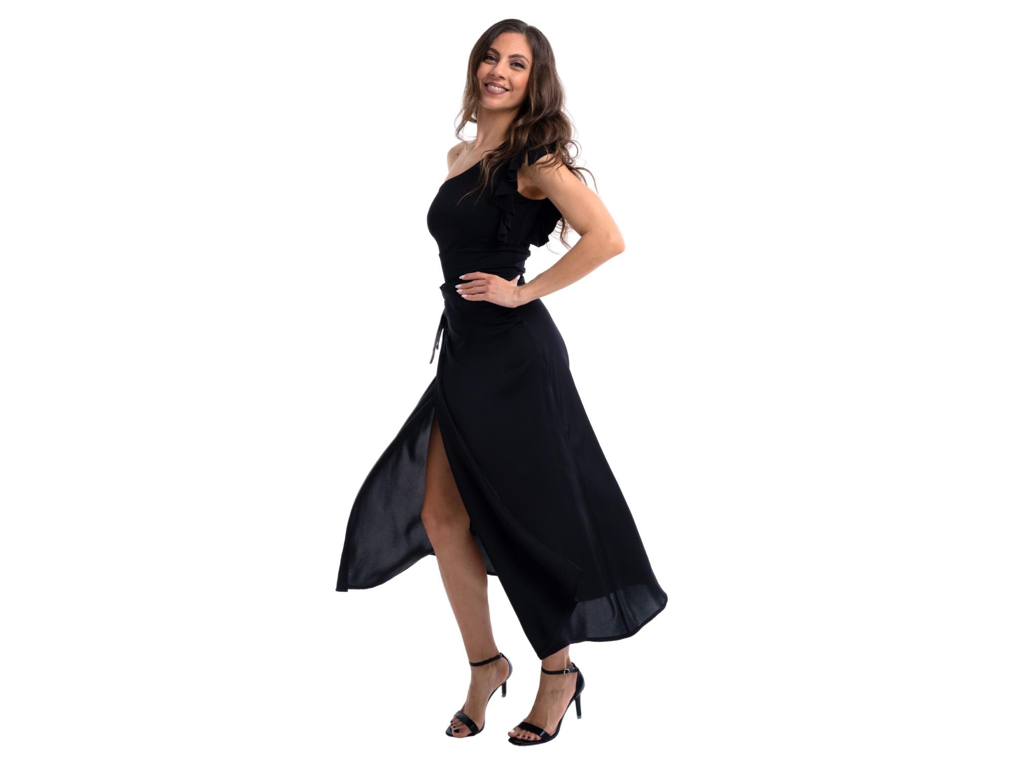 サテンラップアルゼンチンタンゴダンススカート、ワルツパフォーマンス