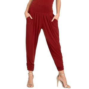 Tango dance pants, Latin practice pants, Harem slouchy style jersey pants, Salsa loose leg pants, Wide fit pants with front pleats