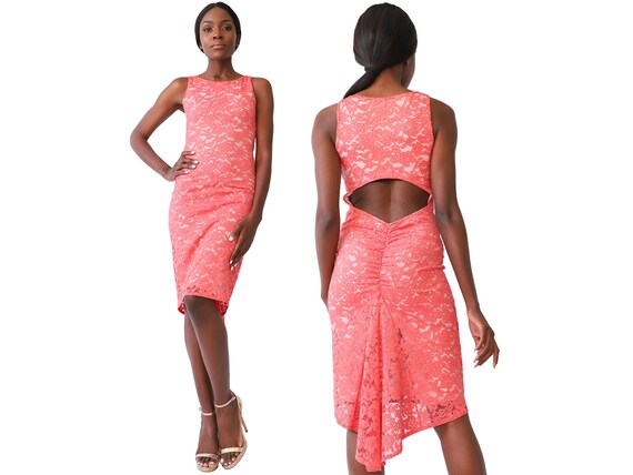 Latin Dance Dress Argentine Tango Dress Floral Lace Wedding Guest Dress Spring Coral Fitted Dress Fishtail Dress Keyhole Back Dress Etsy Norway