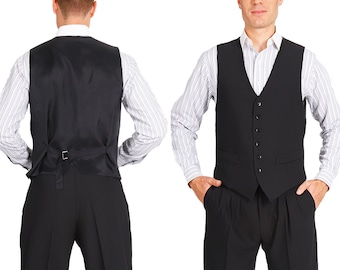 Men's Argentine Tango vest, Black satin back waistcoat, Men's Ballroom dance gilet, Salsa competition vest, Latin performance waistcoat