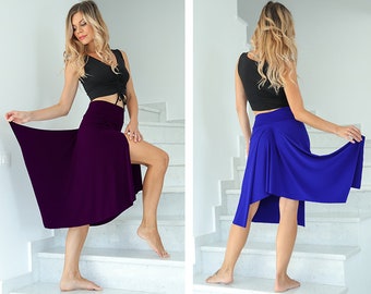 Argentine Tango skirt, High slit flowy skirt, Salsa practice skirt, Latin dance skirt, Milonga skirt, Elastic back draping skirt