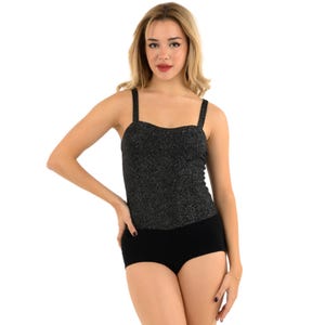 Tango performance bodysuit, Sparkling sweetheart neck bodysuit, Spaghetti strap bodysuit, Shiny evening bodysuit, Ballroom dance bodysuit
