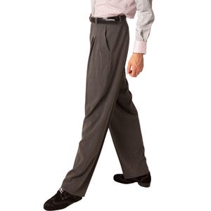 Men&#39;s Argentine Tango pants, Men&#39;s Latin dance pants, Gray pants with three pleats, Social dancing trousers for men, Men&#39;s wide leg pants