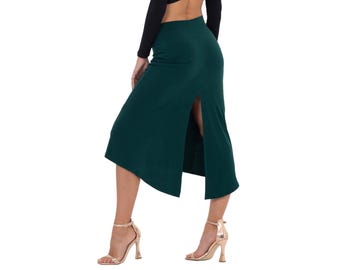Asymmetric Tango dance skirt with center back slit