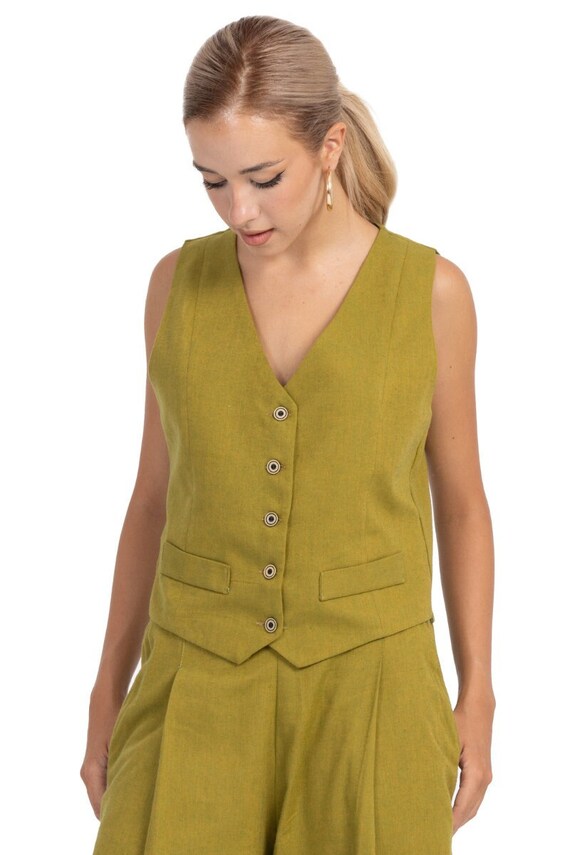Women s Olive Green Vest Women Argentine Tango Vest Modern Suit  