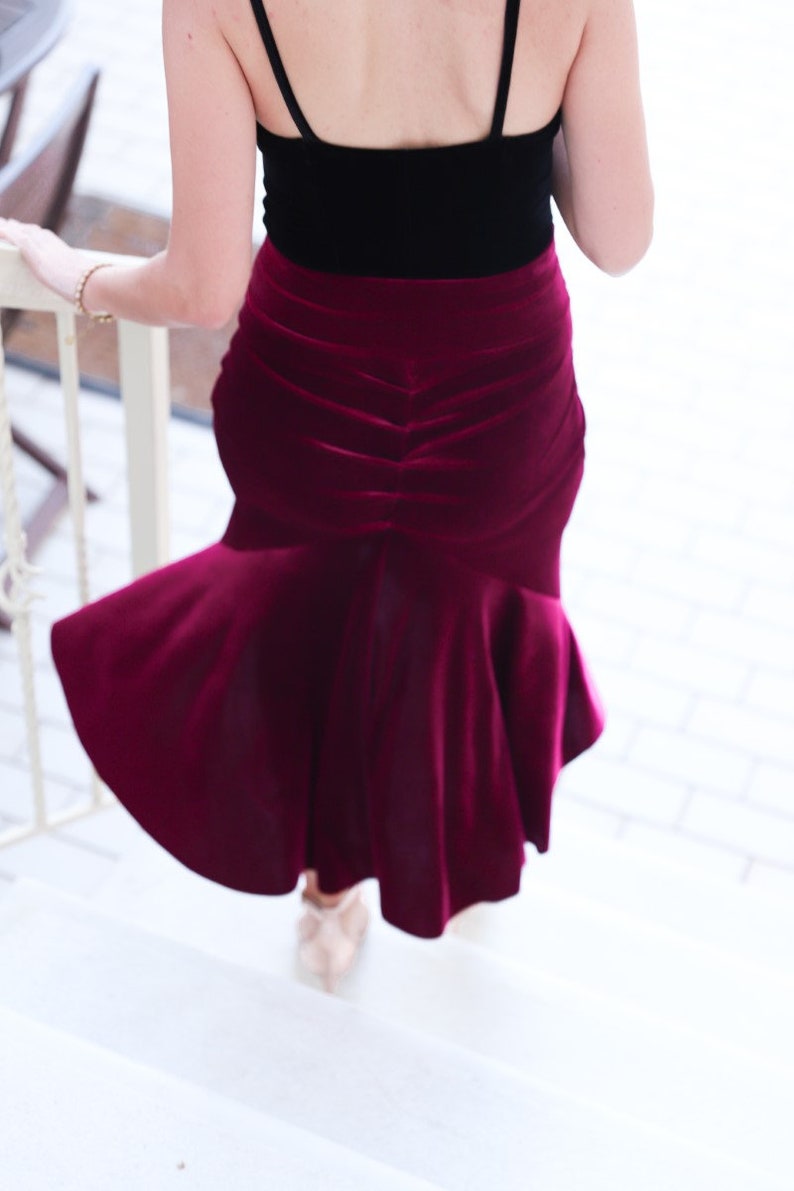 Tango skirt Salsa dance skirt Fishtail velvet skirt Etsy