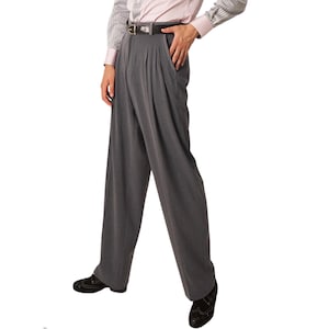 Social dancing men's outfit, Men's Argentine Tango pants, Men's Ballroom show pants, Melange gray evening trousers, Latin performance pants