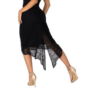 Argentine Tango geometric lace skirt, Ballroom bodycon lace fishtail skirt, Salsa dance tight fit lace skirt, Latin competition lace skirt