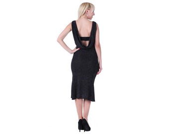 Glittered draped open back Tango dance dress
