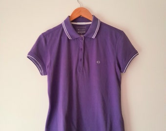 Purple white vintage 80s Champion Polo Story Heritage Fit size L shirt