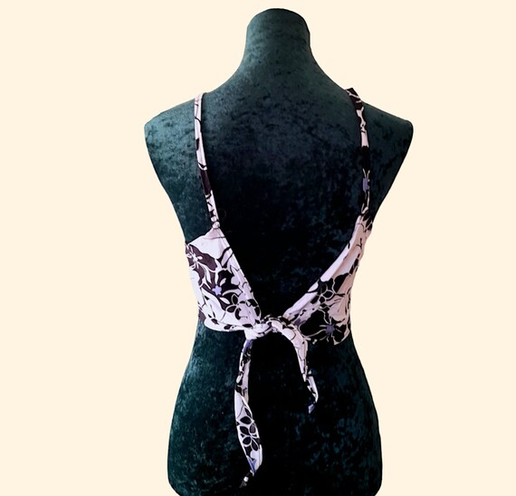 Black white cornflower blue floral handsewn vinta… - image 3