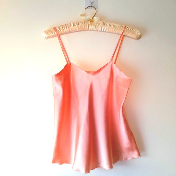 Vintage 1970s Canda pale pink glossy satin camisole night sleep top