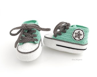 mint green baby shoes
