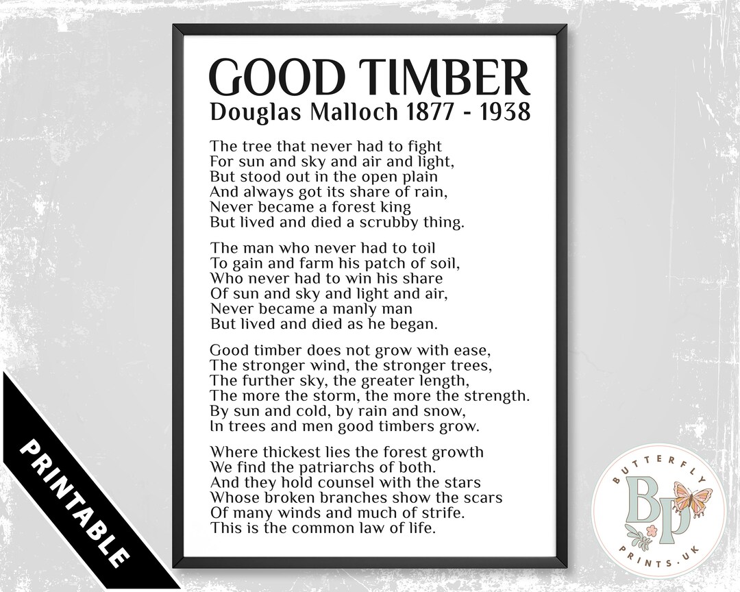 Good Timber Vintage Poem Poster Print by Douglas Malloch Digital ...
