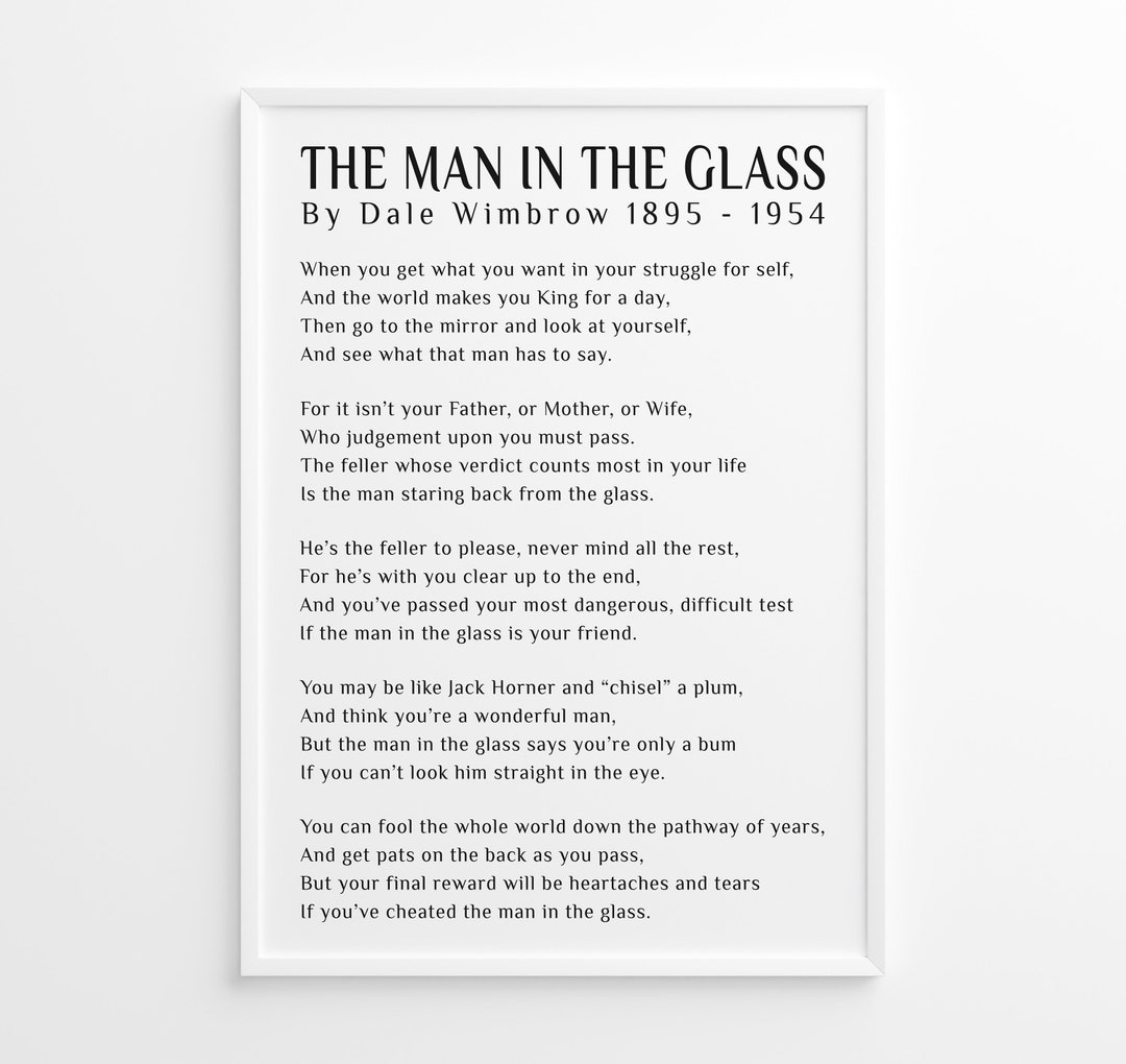 The Man in the Glass Vintage Poem Poster Print by Dale Wimbrow Etsy