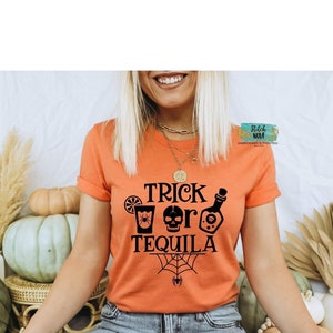 Trick or Tequila Printed Tee, Trick or Treat Tee, Halloween Shirt